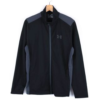 アンダーアーマー ジップアップジャージ ヒートギア ルーズ スポーツウエア メンズ MDサイズ ブラック×ダークグレー UNDER ARMOUR(ジャージ)