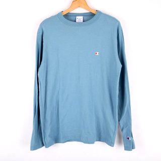 チャンピオン(Champion)のチャンピオン 長袖Tシャツ ワンポイントロゴ スポーツウエア コットン メンズ Lサイズ ブルー Champion(Tシャツ/カットソー(七分/長袖))