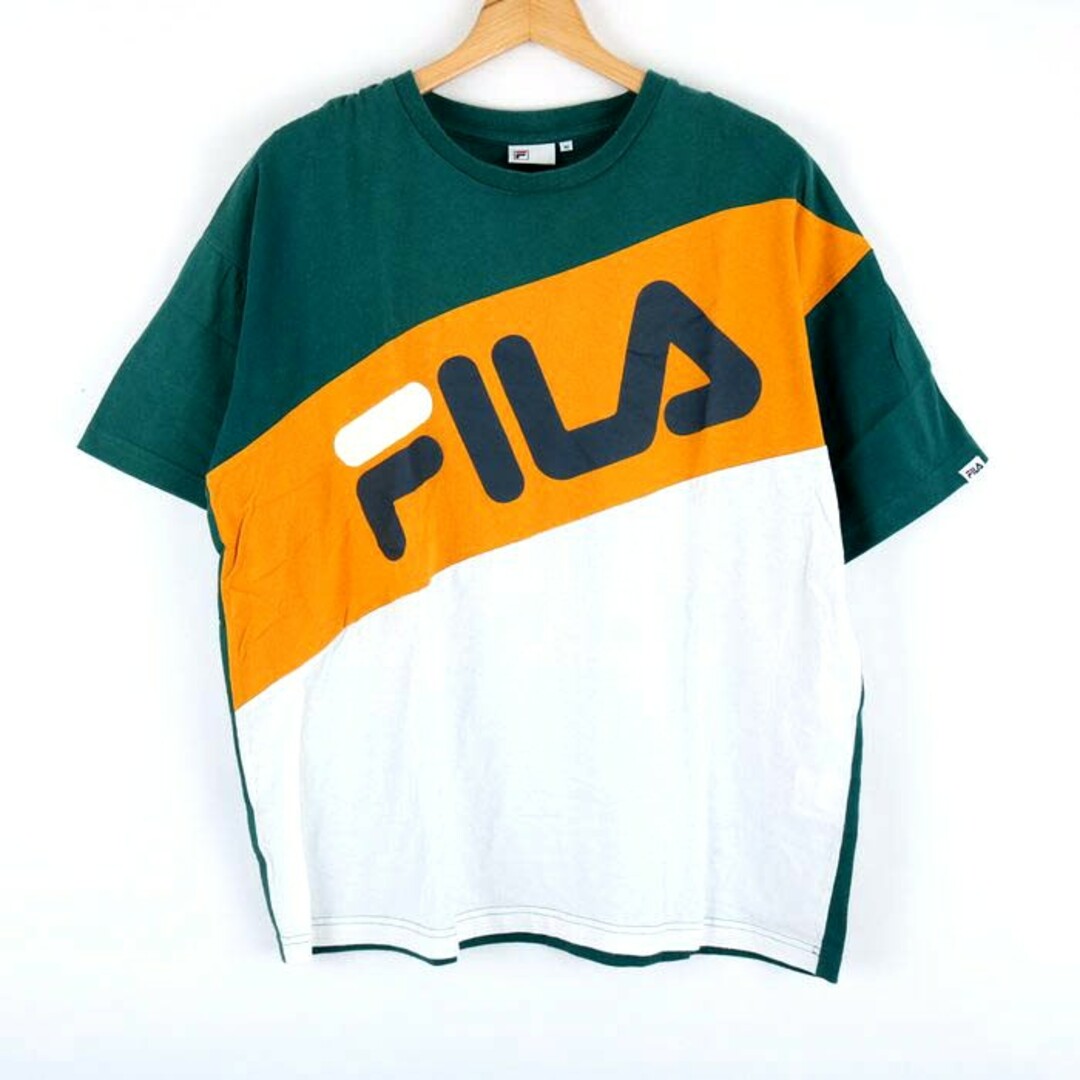 FILA(フィラ)のフィラ 半袖TシャツロゴT スポーツウエア メンズ Mサイズ 緑×黄土×白×紺 FILA メンズのトップス(Tシャツ/カットソー(半袖/袖なし))の商品写真