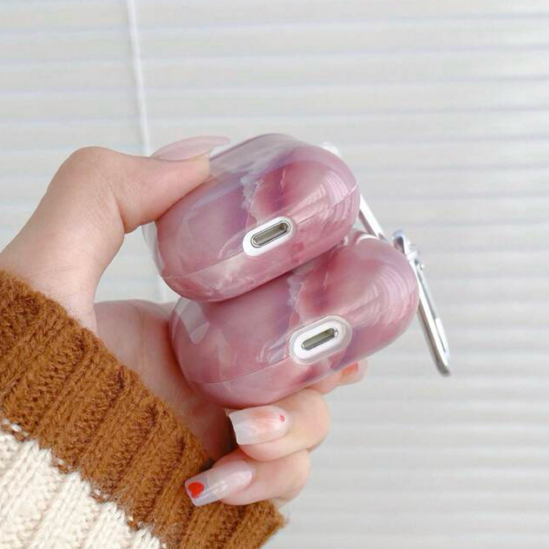 AirPods Pro ピンク マーブル 大理石 ケース カラビナ付き スマホ/家電/カメラのスマホアクセサリー(モバイルケース/カバー)の商品写真