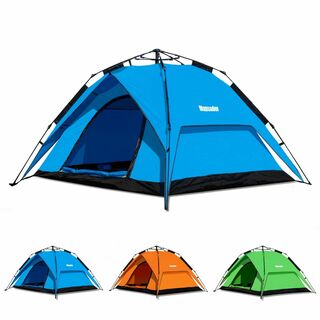 【色: ブルー】MANSADER テント 4人用 ワンタッチテント 3～4人用 (テント/タープ)