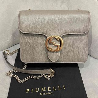 グッチ(Gucci)のGUCCI インターロッキングG レザー 斜め掛け チェーン ショルダーバッグ(ショルダーバッグ)