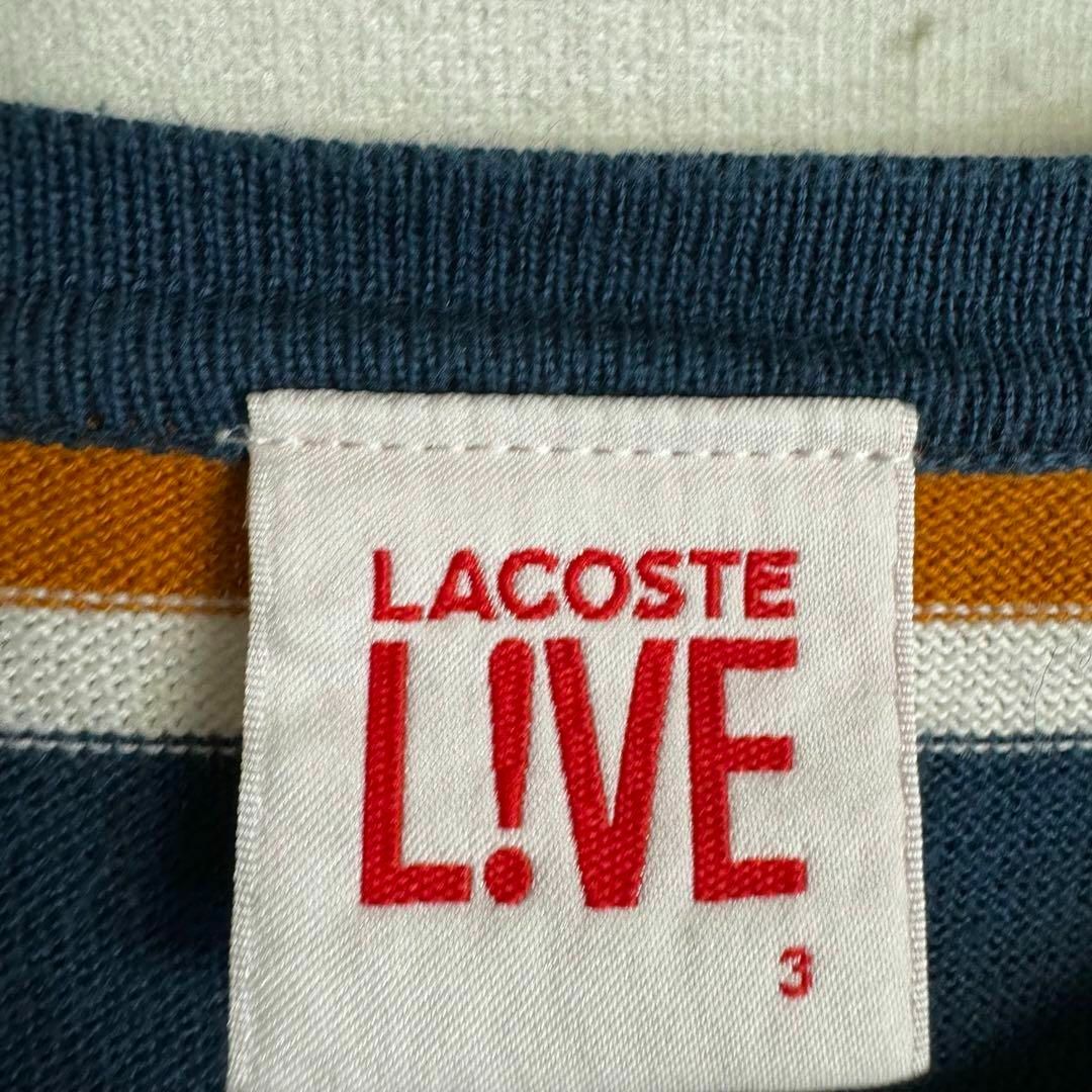 LACOSTE(ラコステ)の【希少カラー】　ラコステ　ニット　薄手　マルチボーダー　刺繍ロゴワッペン　美品 メンズのトップス(ニット/セーター)の商品写真