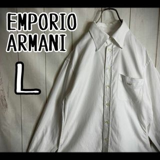 エンポリオアルマーニ(Emporio Armani)の【希少デザイン】　エンポリオアルマーニ　長袖シャツ　ワイシャツ　刺繍ロゴ　L(Tシャツ/カットソー(七分/長袖))