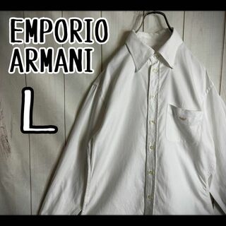 Emporio Armani - 【希少デザイン】　エンポリオアルマーニ　長袖シャツ　ワイシャツ　刺繍ロゴ　L