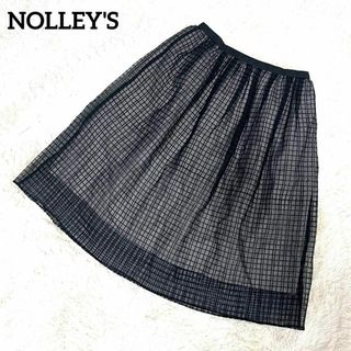 ノーリーズ(NOLLEY'S)の美品 NOLLEY'S ノーリーズ チュールスカート 上品 黒 チェック(ひざ丈スカート)