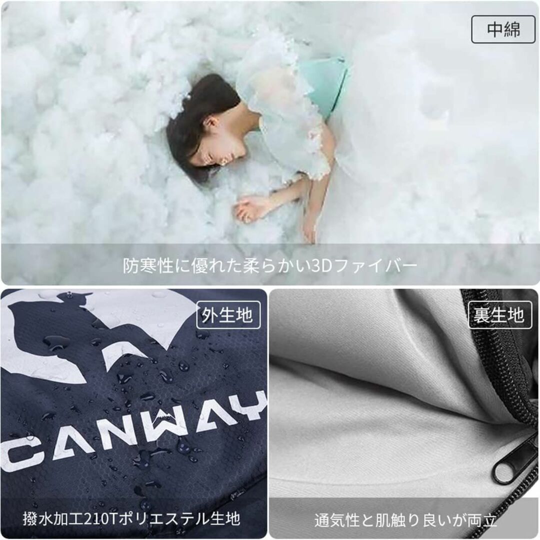 CANWAY 寝袋 シュラフ 封筒型 210T防水 キャンプ 保温 スリーピング スポーツ/アウトドアのアウトドア(寝袋/寝具)の商品写真