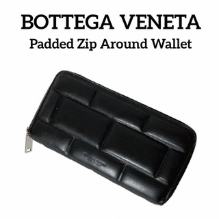 ボッテガヴェネタ(Bottega Veneta)のボッテガ パテッド ナッパレザー ラウンドファスナー 長財布 黒 ブラック(長財布)