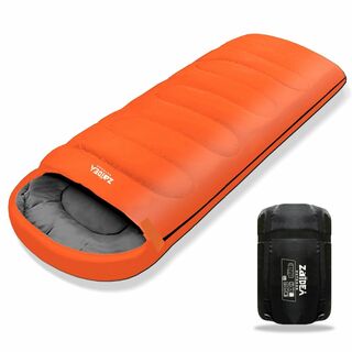 【色: オレンジ】ZAIDEA 寝袋 シュラフ ワイド 90cm 大きめ 封筒型(寝袋/寝具)