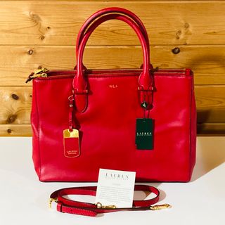 ラルフローレン(Ralph Lauren)の【訳あり】Laulen Ralph Lauren ハンドバッグ 本革 赤 タグ付(ハンドバッグ)