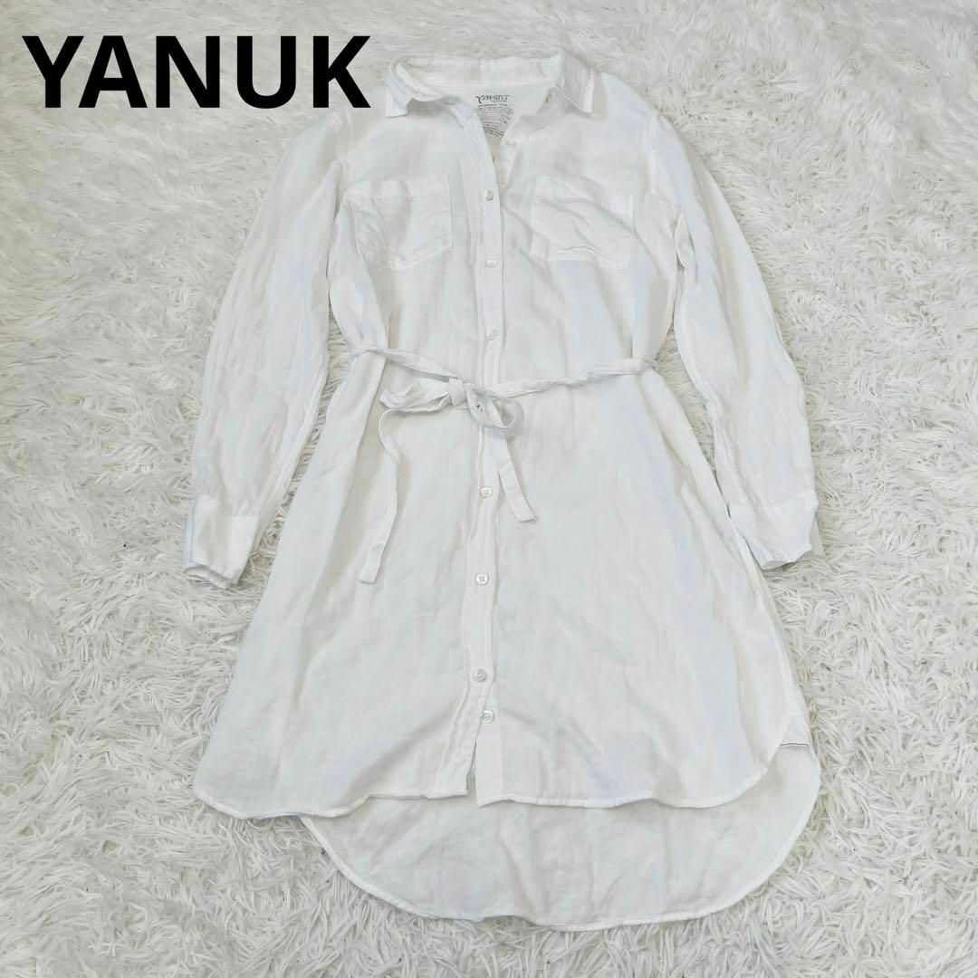 YANUK(ヤヌーク)のYANUK ヤヌーク　白シャツ　ワンピース　S レディースのワンピース(ひざ丈ワンピース)の商品写真