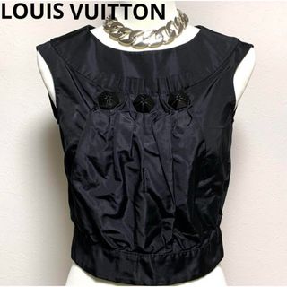 【極美品】LOUIS VUITTON シルク トップス ビジュー装飾 ブラック