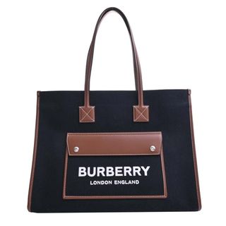 バーバリー(BURBERRY)の【中古】BURBERRY バーバリー フレヤ トート コットン レザー トートバッグ 8055747 ブラック by(トートバッグ)