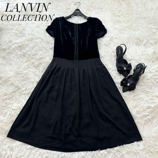 ランバンコレクション(LANVIN COLLECTION)のLANVIN COLLECTION 高級 ベルベット 切り替えワンピース シルク(ひざ丈ワンピース)