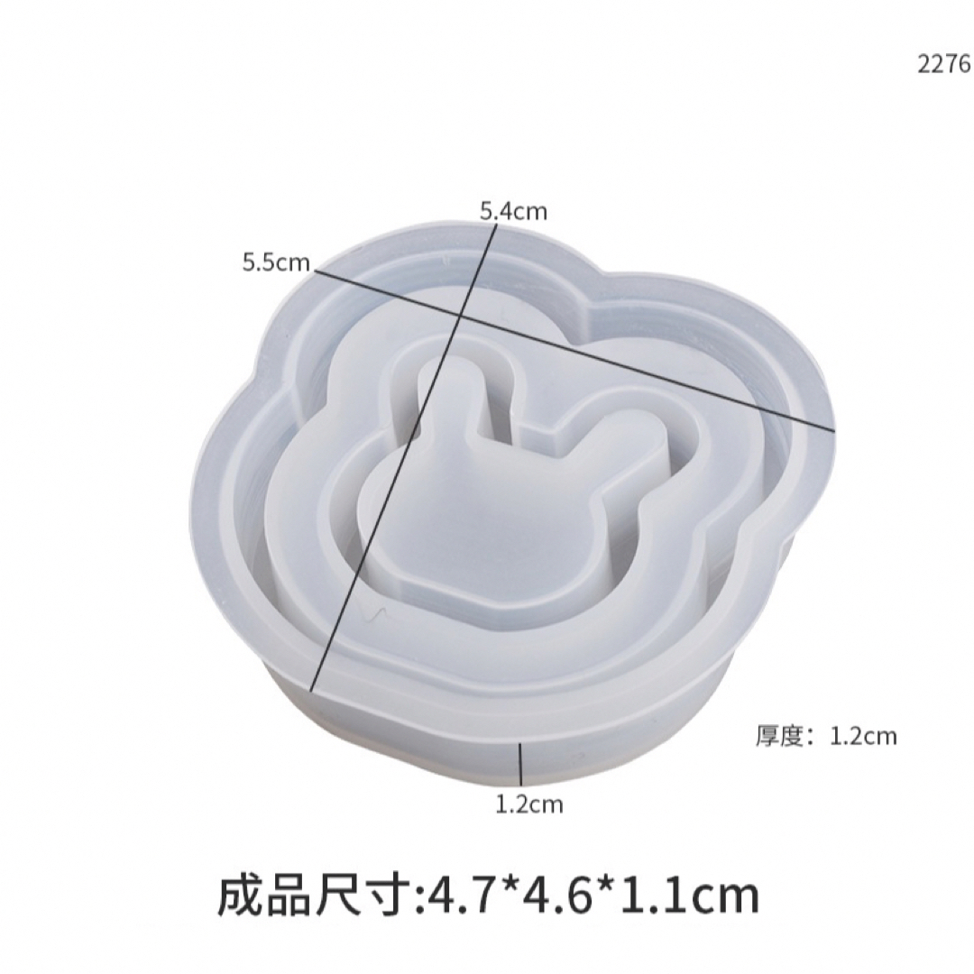 ダブルシリコンモールドシェイカー　シャカシャカ　ウサギハート月　ウサギ蝶々単品 ハンドメイドの素材/材料(型紙/パターン)の商品写真