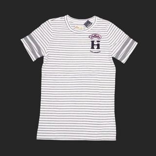 ホリスター(Hollister)の★新品★ホリスター★アップリケボーダー半袖Tシャツ (White/Grey/S)(Tシャツ(半袖/袖なし))