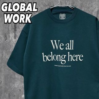 グローバルワーク(GLOBAL WORK)のGLOBAL WORK ライトクッションCOOLロゴ/半袖 L グリーン(Tシャツ/カットソー(半袖/袖なし))