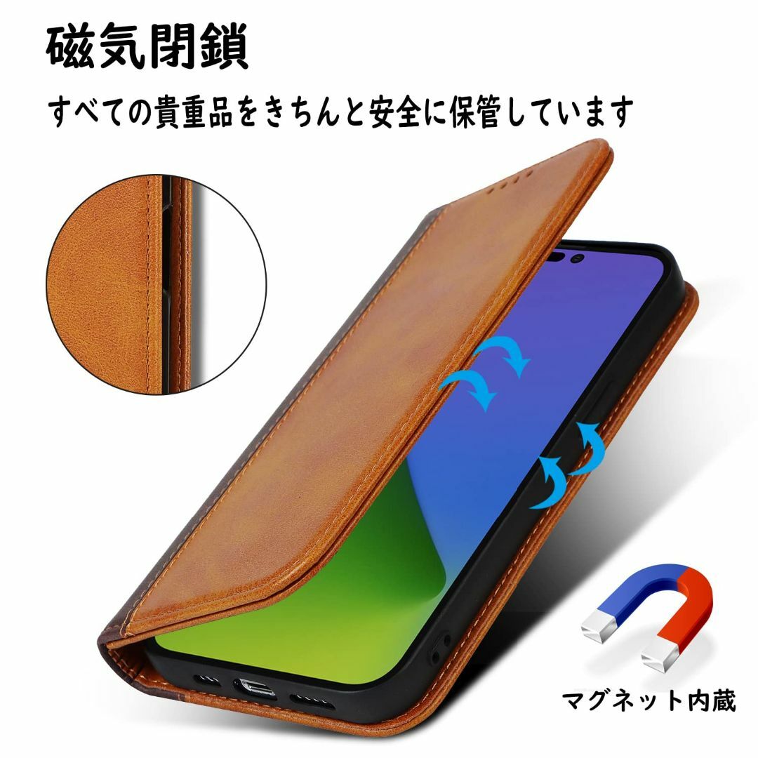 【色:イエロー+ブラウン_サイズ:iPhone 14 Pro Max】Ｈａｖａｙ スマホ/家電/カメラのスマホアクセサリー(その他)の商品写真