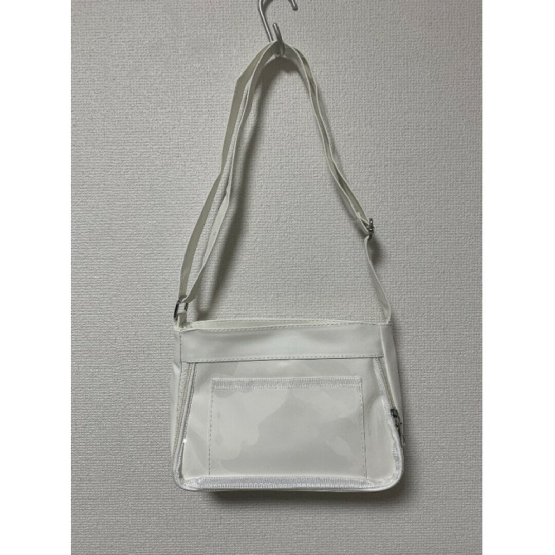 痛バッグ クリアポケット ショルダーバッグ 白 ホワイト スクエア 斜めがけ レディースのバッグ(ショルダーバッグ)の商品写真