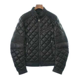 モンクレール(MONCLER)のMONCLER モンクレール ライダース 2(M位) 黒 【古着】【中古】(ライダースジャケット)