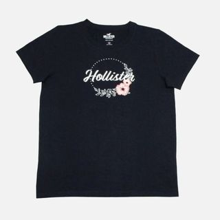 ホリスター(Hollister)の★新品★ホリスター★フローラルロゴ刺繍Tシャツ (Black/M)(Tシャツ(半袖/袖なし))