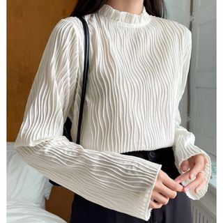 シーイン(SHEIN)の美品★ロンT フリルネック フォーマル (シャツ/ブラウス(長袖/七分))