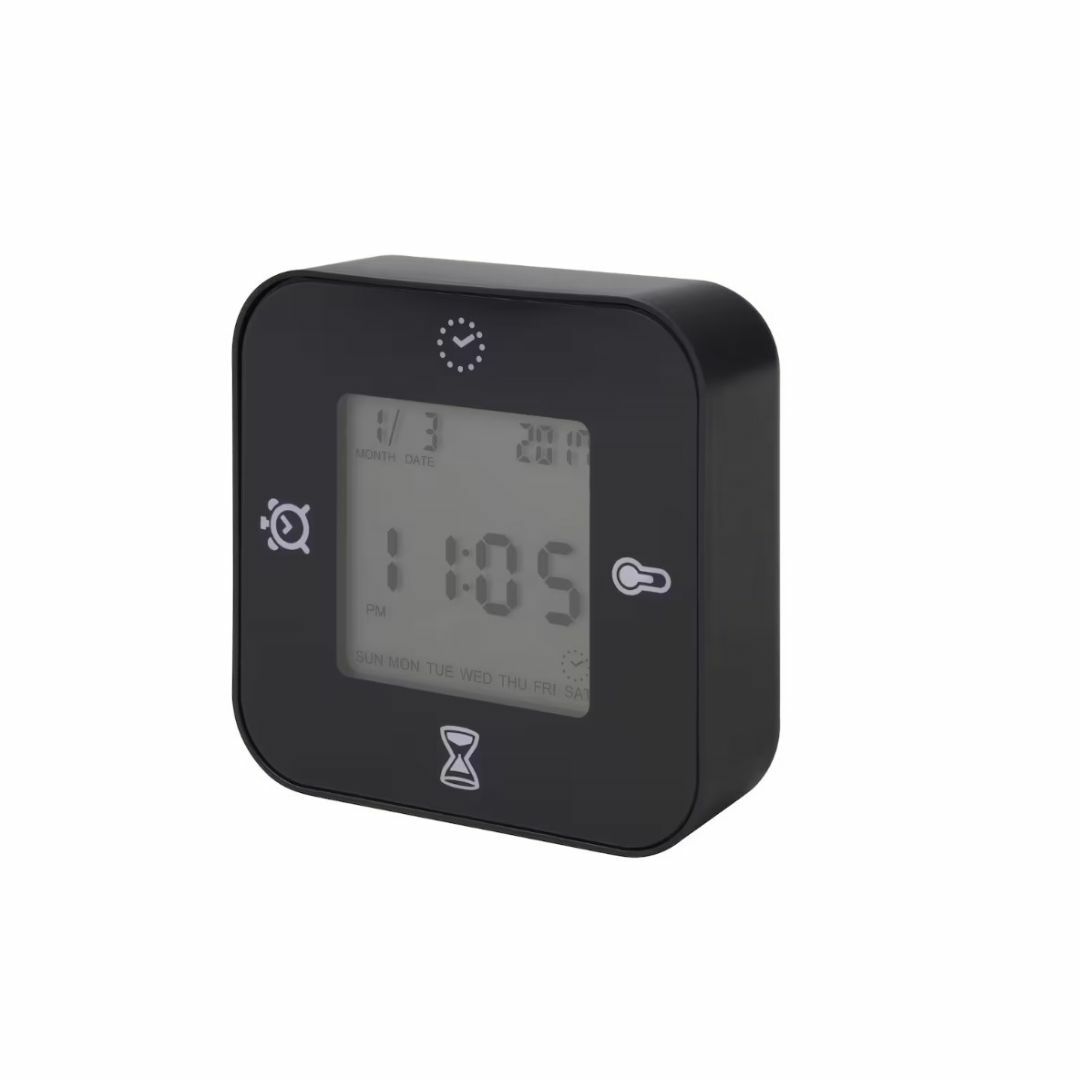 IKEA(イケア)のKLOCKIS クロッキス 時計 温度計 アラーム タイマー　ブラック インテリア/住まい/日用品のインテリア小物(置時計)の商品写真
