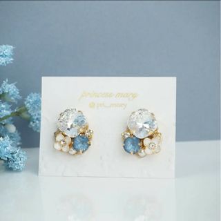 クリスタル&デニムイグナイト♡﻿flower bijouピアス(ピアス)