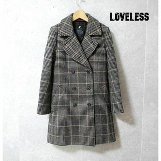 ラブレス(LOVELESS)の美品 LOVELESS 千鳥格子柄 ダブルブレスト ロング丈 チェスターコート(チェスターコート)