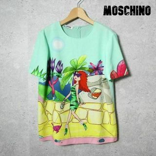 モスキーノ(MOSCHINO)の極美品 MOSCHINO プリント ストレッチ 半袖 カットソー(シャツ/ブラウス(長袖/七分))