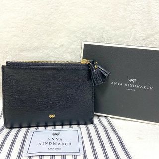 ANYA HINDMARCH - 極美品　アニヤハインドマーチ　ダブルジップ　二つ折り財布　コンパクト　ブラック