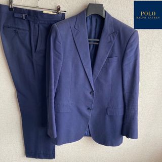 ITALY製　POLO RALPHLAUREN 綿麻　スーツ　38R ネイビー