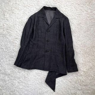 ヨウジヤマモト(Yohji Yamamoto)の【美品】YOHJI YAMAMOTO リネン100% 変形サマー ジャケット　黒(テーラードジャケット)