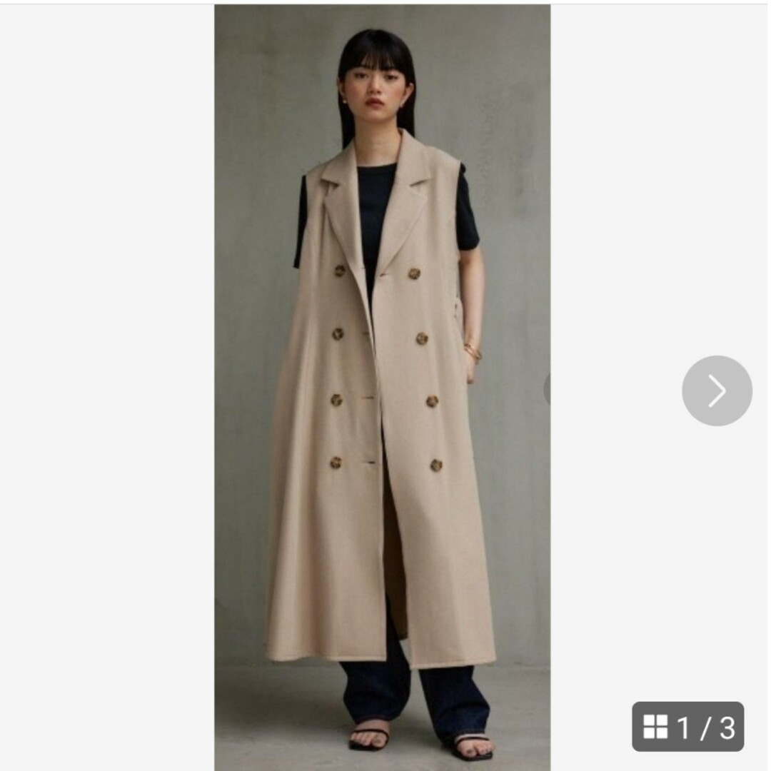 AZUL by moussy(アズールバイマウジー)のトレンチ風ロングジレ (AZUL by moussy) レディースのトップス(ベスト/ジレ)の商品写真