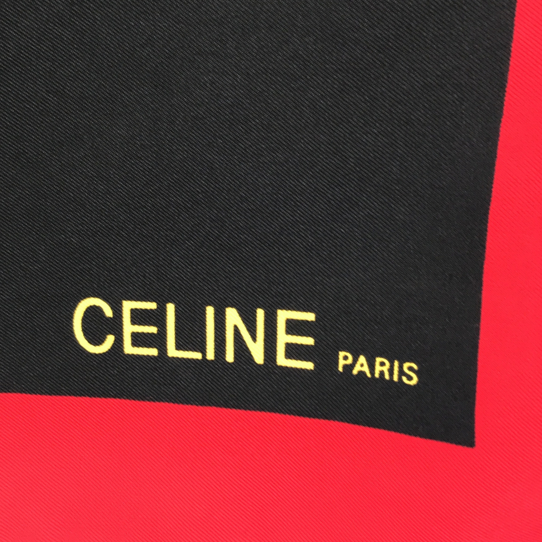 celine(セリーヌ)のCELINE セリーヌ シルク 赤系 レッド系 紫 パープル 黒 ゴールド スカーフ アパレル 小物 ※ポスト投稿でのご発送になります。 レディースのファッション小物(バンダナ/スカーフ)の商品写真