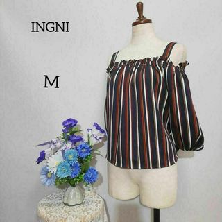 イング(INGNI)の袖無しブラウス　極上美品　INGNI　Mサイズ　ストライプ柄(シャツ/ブラウス(半袖/袖なし))