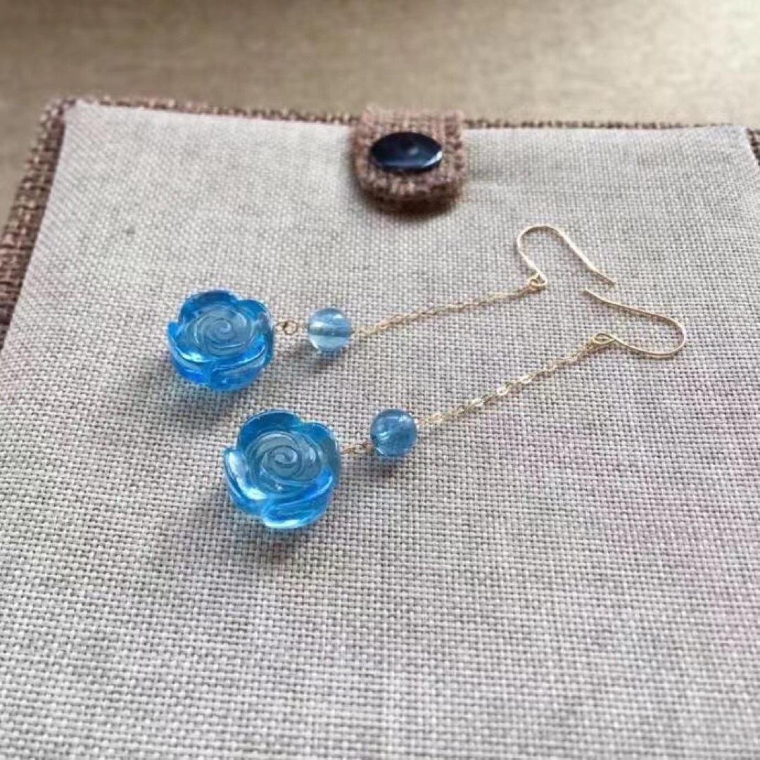 K18 誕生石×ダイヤモンド スタッドピアス （3月：アクアマリン