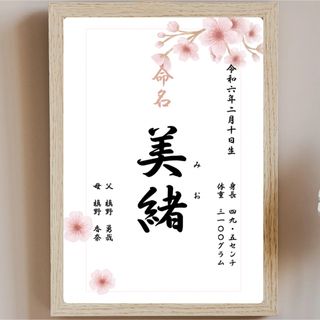 《命名書》オリジナル　デザイン　オーダー　春　桜　フラワー(命名紙)