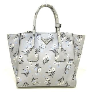 プラダ(PRADA)のPRADA(プラダ) トートバッグ レディース トライアングルロゴ B2625P グレー×白×ライトブルー 花柄 レザー(トートバッグ)