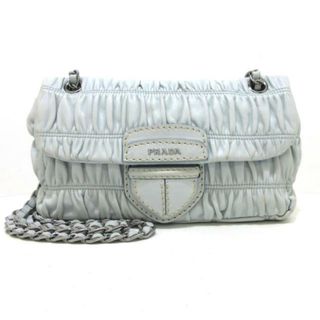 プラダ(PRADA)のPRADA(プラダ) ショルダーバッグ レディース ギャザーバッグ B4553C ライトブルー 革タグ/チェーンショルダー レザー(ショルダーバッグ)