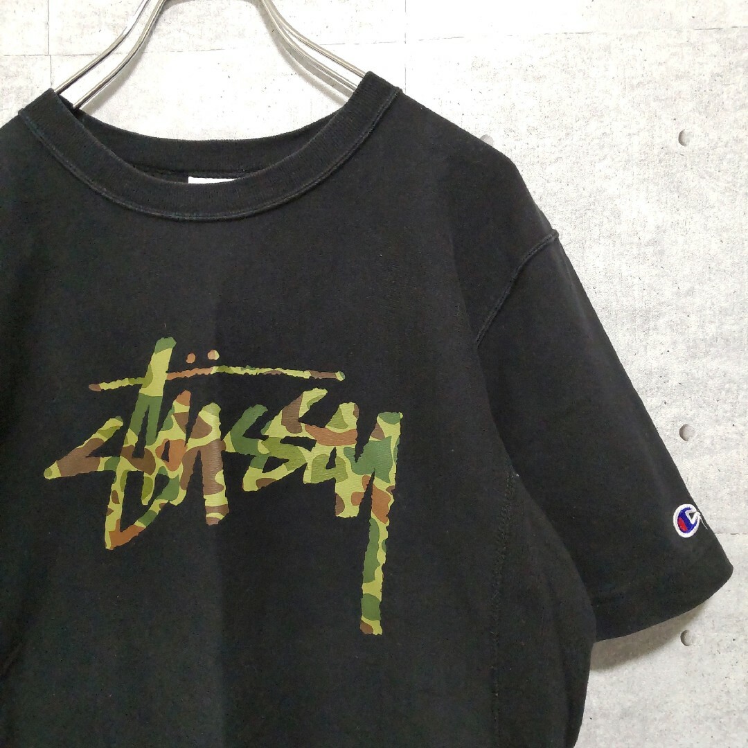 STUSSY(ステューシー)のSTUSSY ステューシー  半袖Tシャツ ブラックM 迷彩 カモフラ チャンピ メンズのトップス(Tシャツ/カットソー(半袖/袖なし))の商品写真