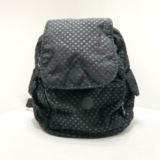 キプリング(kipling)のKipling(キプリング) リュックサック - 黒 ドット柄 ナイロン(リュック/バックパック)