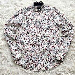 ZARA 長袖シャツ　ホワイト　総柄　花柄　SLIM FIT サイズS(シャツ)