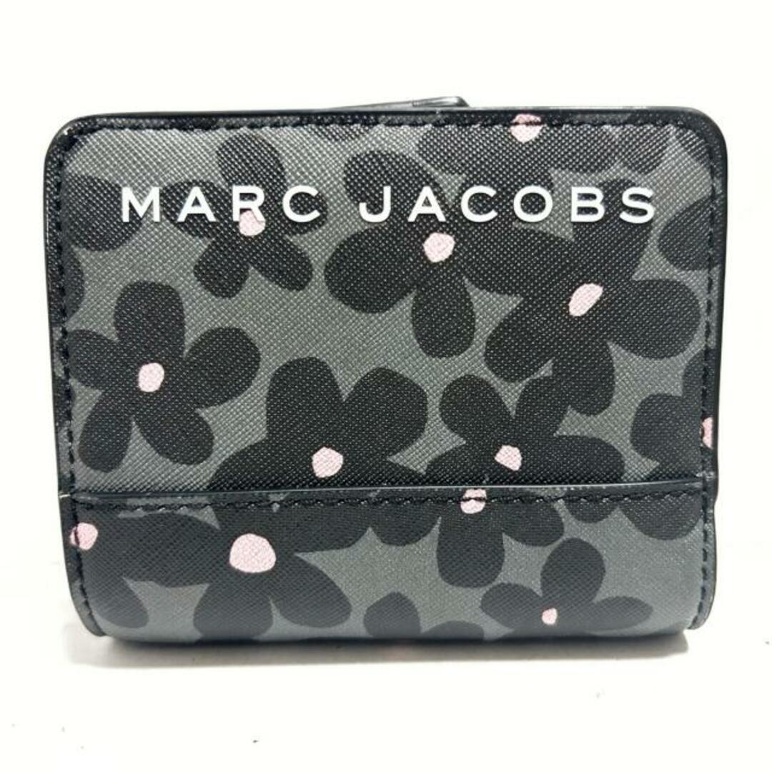 MARC JACOBS(マークジェイコブス)のMARC JACOBS(マークジェイコブス) 2つ折り財布美品  - ダークグレー×黒×ピンク 花柄/L字ファスナー PVC(塩化ビニール) レディースのファッション小物(財布)の商品写真