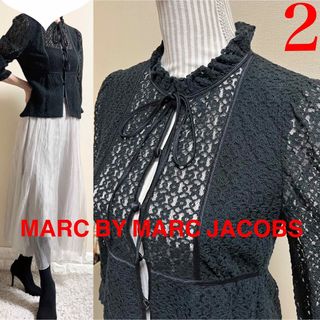 マークジェイコブス(MARC JACOBS)のMARC JACOBS マークジェイコブス　レース　リボン　ブラウス　黒　2 S(シャツ/ブラウス(長袖/七分))