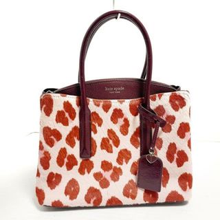 ケイトスペードニューヨーク(kate spade new york)のKate spade(ケイトスペード) ハンドバッグ マルゴー ヘアカーフ ミディアム サッチェル PXRUA526 ボルドー×ピンク×レッド 豹柄 レザー×ハラコ×エナメル（レザー）(ハンドバッグ)