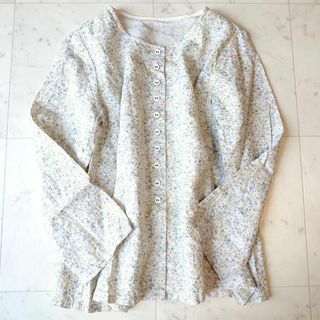 ネストローブ(nest Robe)のnest Robe ネストローブ 日本製 麻100% 小花柄 ノーカラーブラウス(シャツ/ブラウス(長袖/七分))