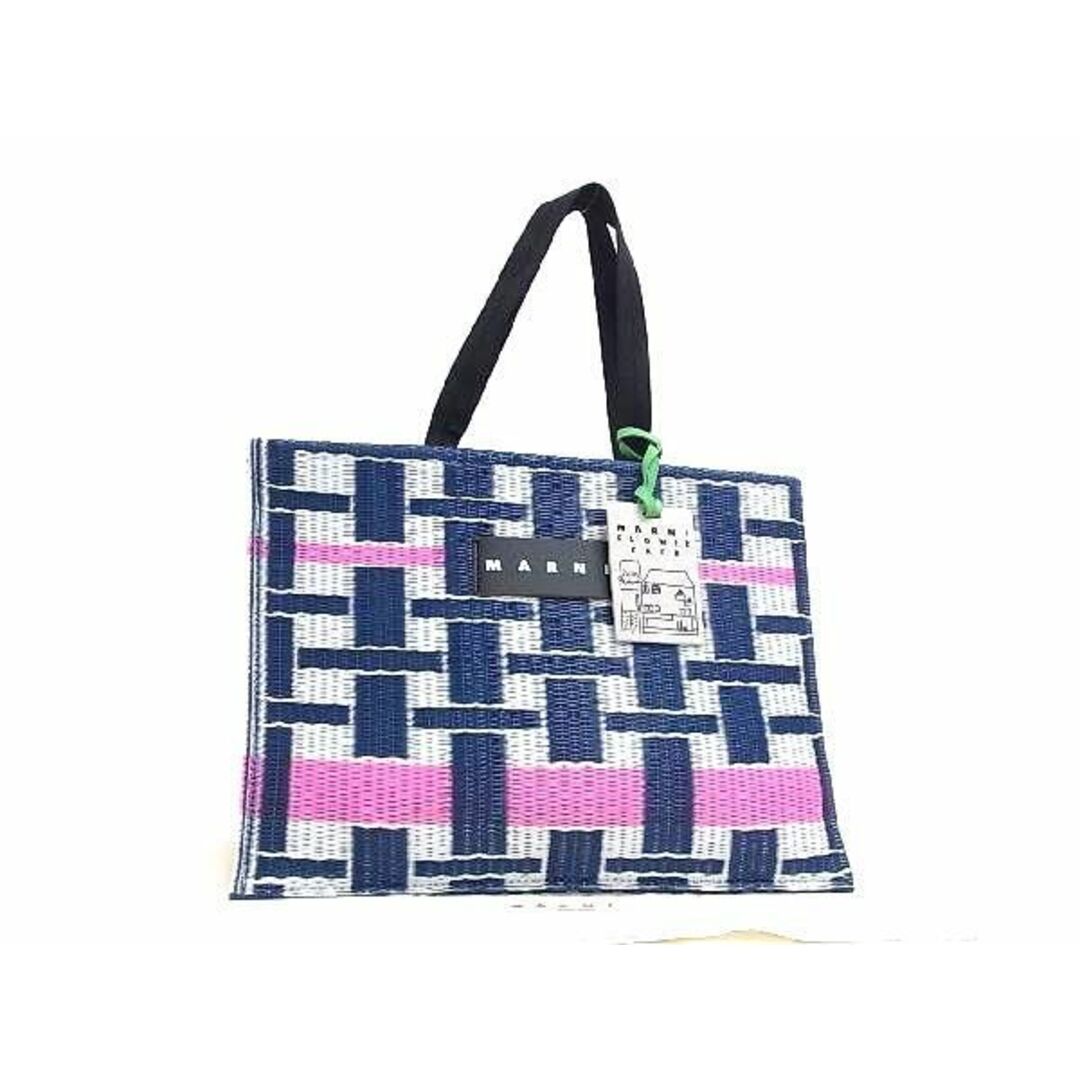 Marni(マルニ)の■新品■未使用■ MARNI マルニ フラワーカフェ PVC タタミトート トートバッグ レディース ネイビー系×ホワイト系 FC0117  レディースのバッグ(その他)の商品写真