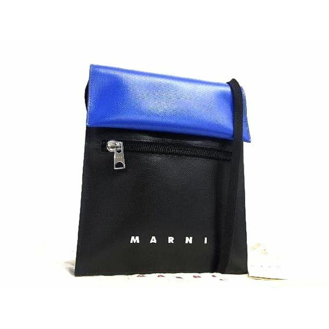 Marni(マルニ)の■新品同様■ MARNI マルニ PVC クロスボディ ショルダーバッグ ポシェット メンズ レディース ブラック系×ブルー系 FC0124  レディースのバッグ(その他)の商品写真