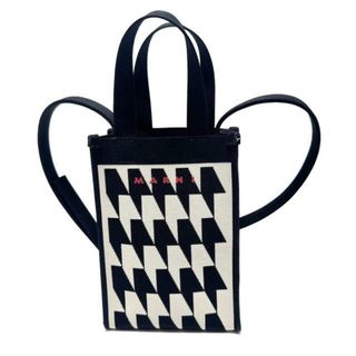 マルニ(Marni)のMARNI(マルニ) ショルダーバッグ美品  - 黒×ベージュ×マルチ 千鳥格子柄/2way/斜めがけ ポリエステル(ショルダーバッグ)